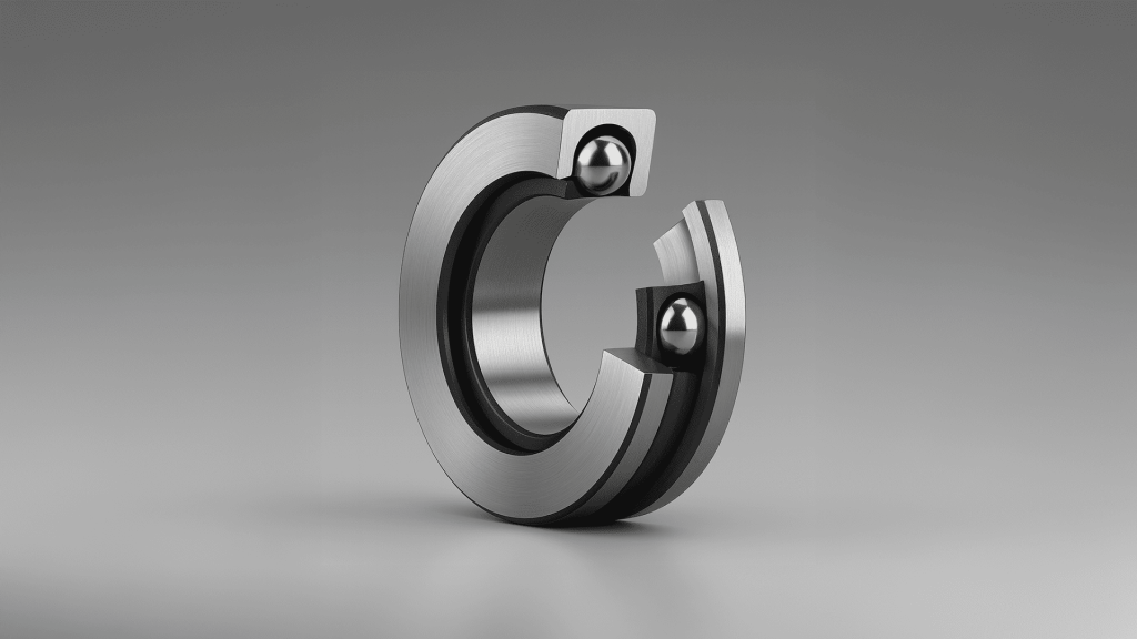 Rolamento axial de esferas, desenvolvido para suportar esforços axiais em alta rotação.