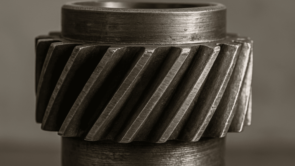 Tipos de engrenagens: cilíndrica com dentes helicoidais.