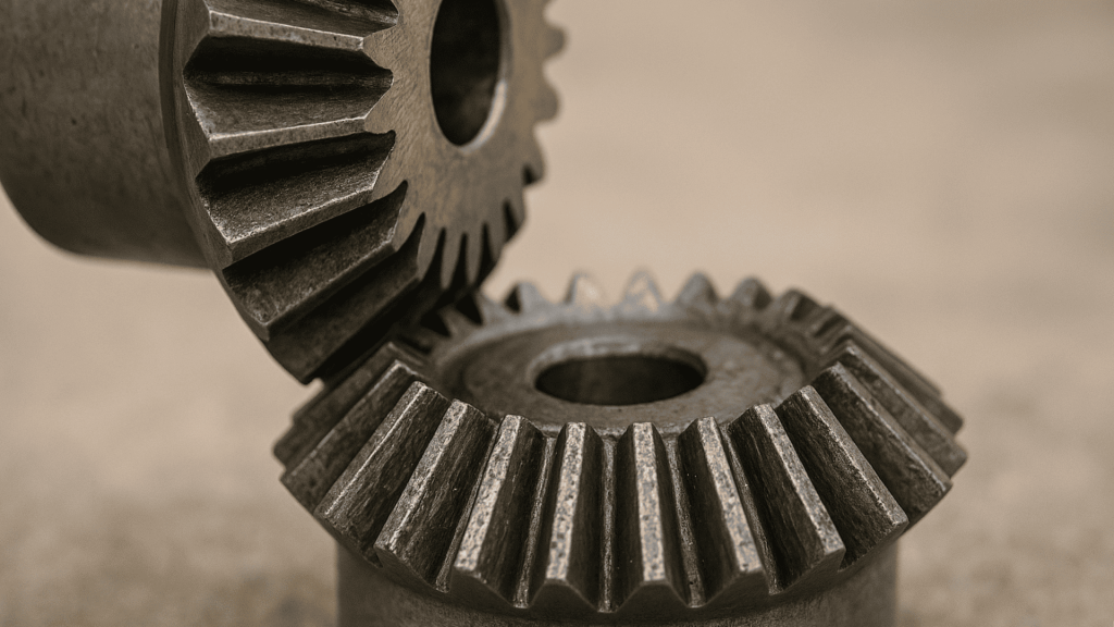 Tipos de engrenagens: cônica com dentes retos.